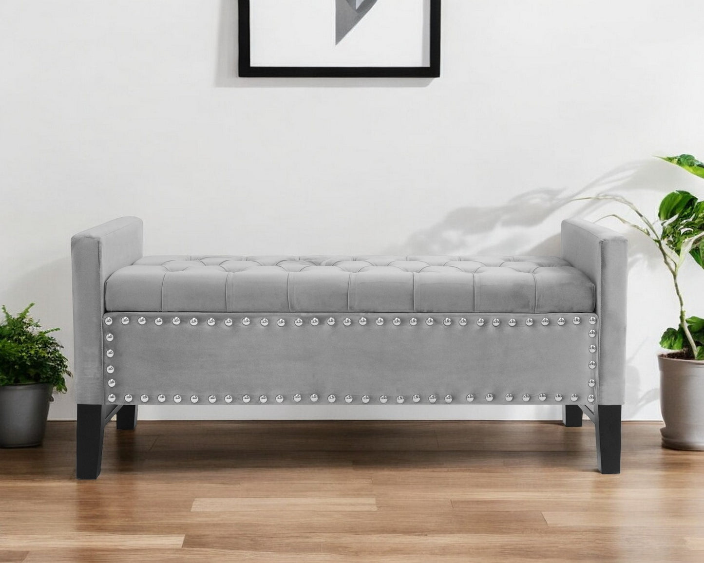 50" Espresso Upholstered PU Leather Bench with Flip top