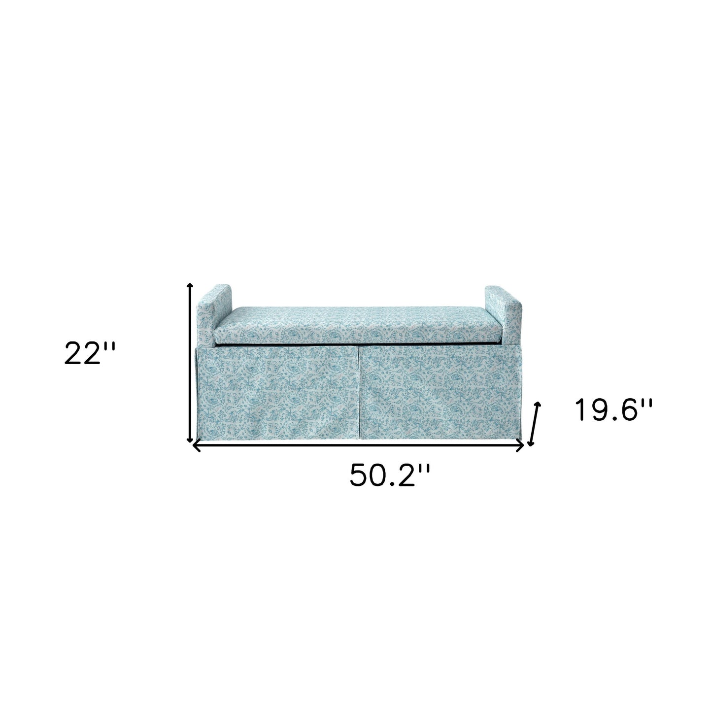 50" Blue Upholstered Linen Bench with Flip top