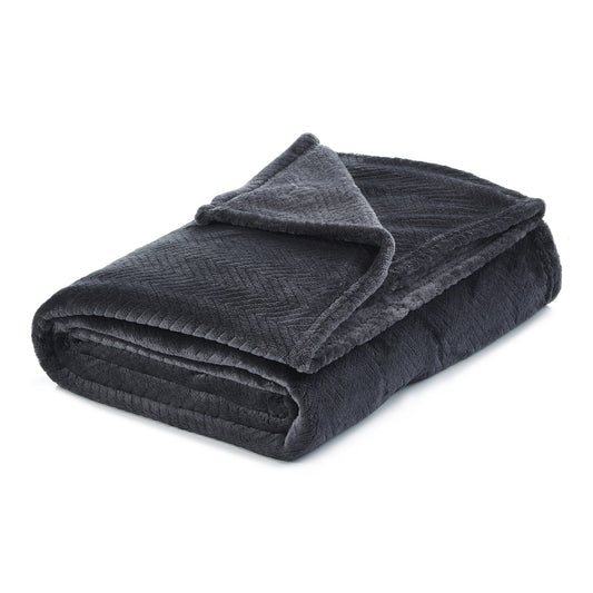 60" X 70" Dark Slate Gray Knitted Polyester Plush Throw Blanket