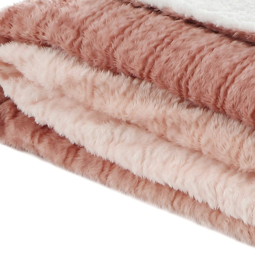 70" X 60" Blush Knitted Polyester Plush Throw Blanket