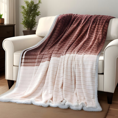 70" X 60" Blush Knitted Polyester Plush Throw Blanket