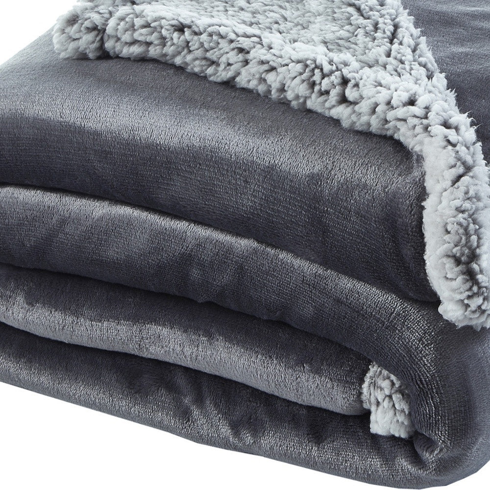 50" X 60" Light Gray Knitted Polyester Plush Throw Blanket