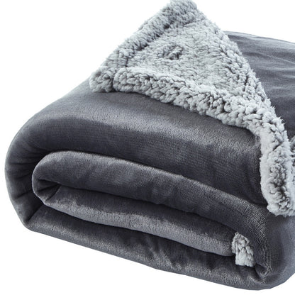 50" X 60" Light Gray Knitted Polyester Plush Throw Blanket