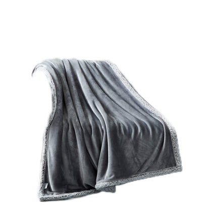 50" X 60" Light Gray Knitted Polyester Plush Throw Blanket