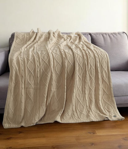 60" X 50" Blush Knitted Acrylic Throw Blanket