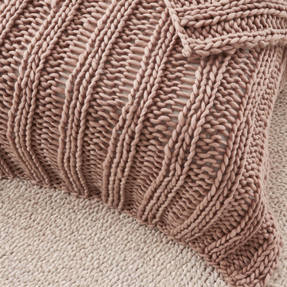 60" X 40" Blush Knitted Polyester Throw Blanket