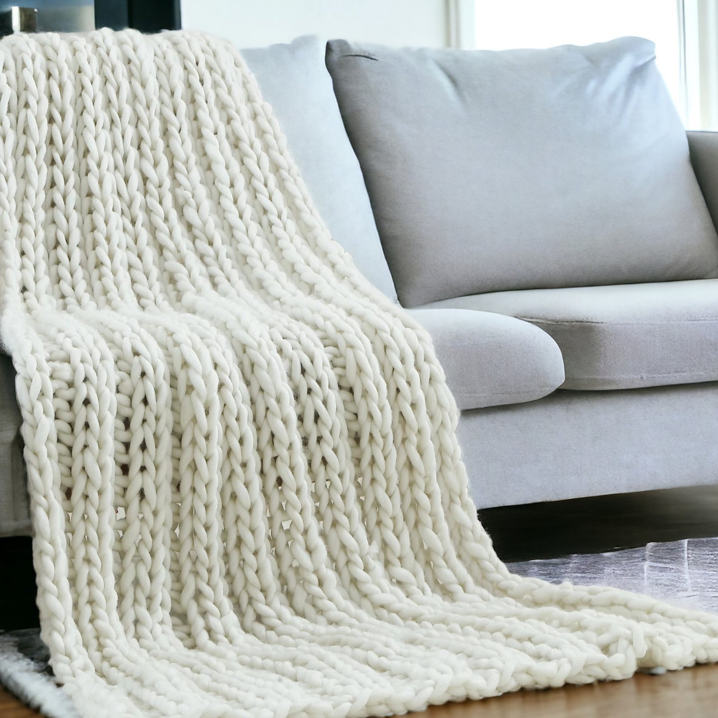 60" X 40" Blush Knitted Polyester Throw Blanket