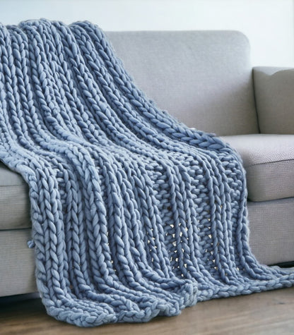 60" X 40" Blush Knitted Polyester Throw Blanket