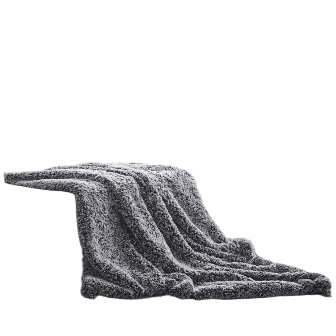 60" X 50" Gray Knitted Polyester Plush Throw Blanket