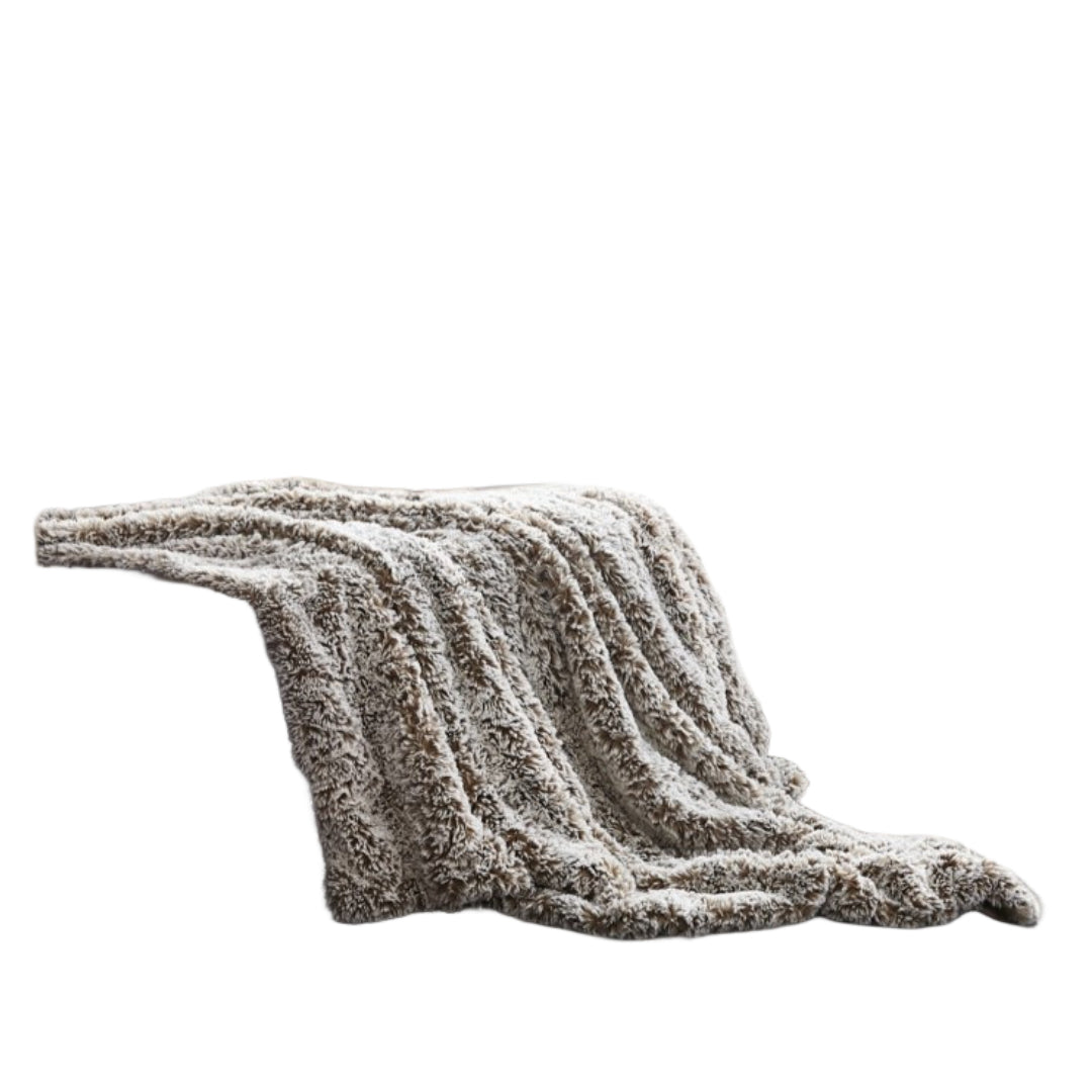 60" X 50" Gray Knitted Polyester Plush Throw Blanket