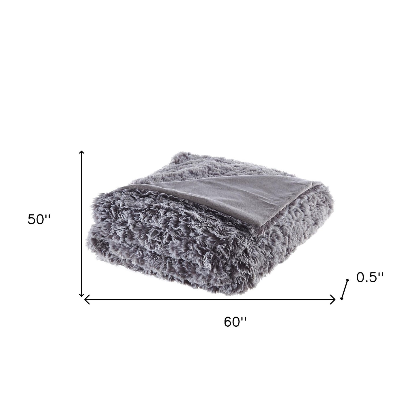 60" X 50" Gray Knitted Polyester Plush Throw Blanket