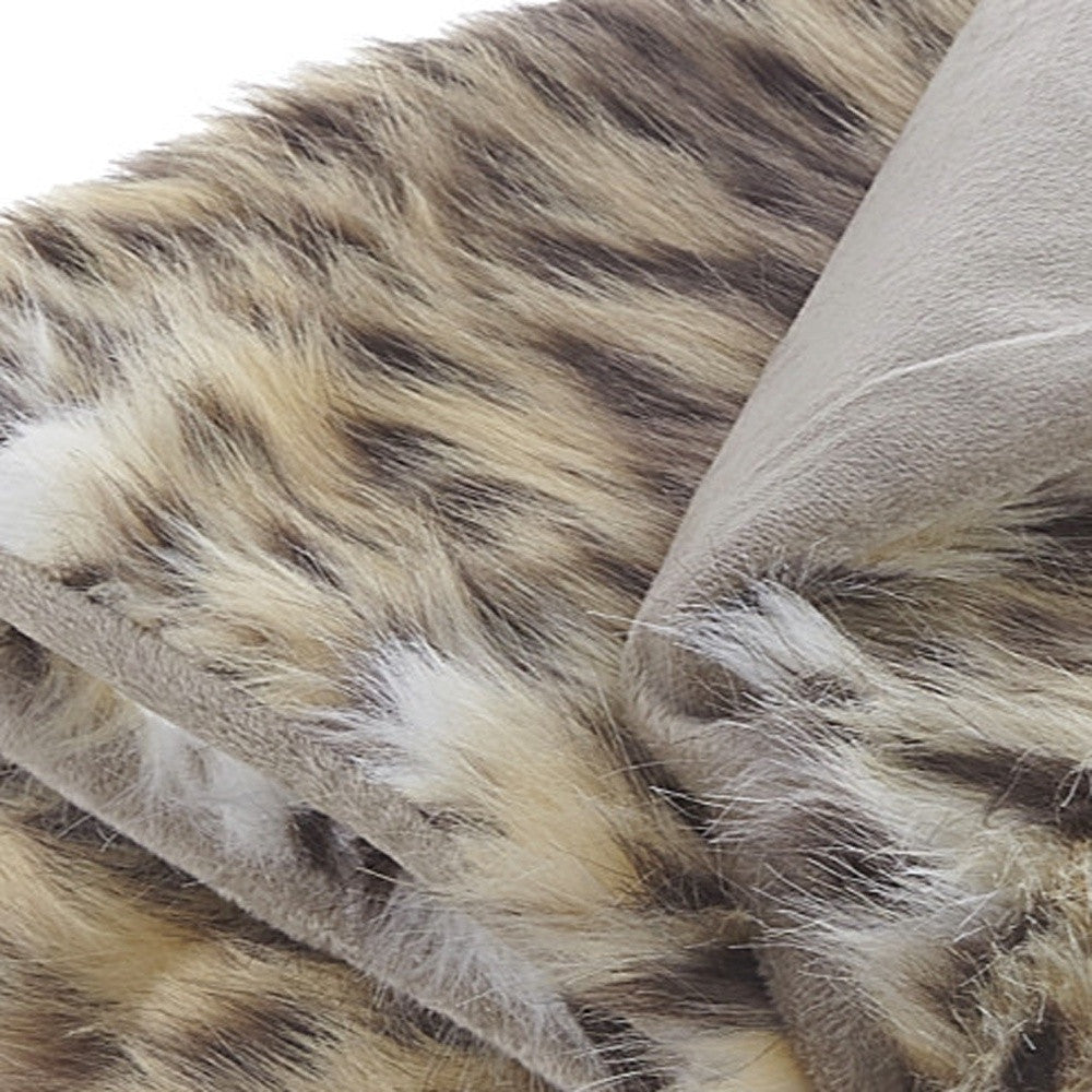 60" X 50" Brown Knitted Acrylic Animal Print Throw Blanket