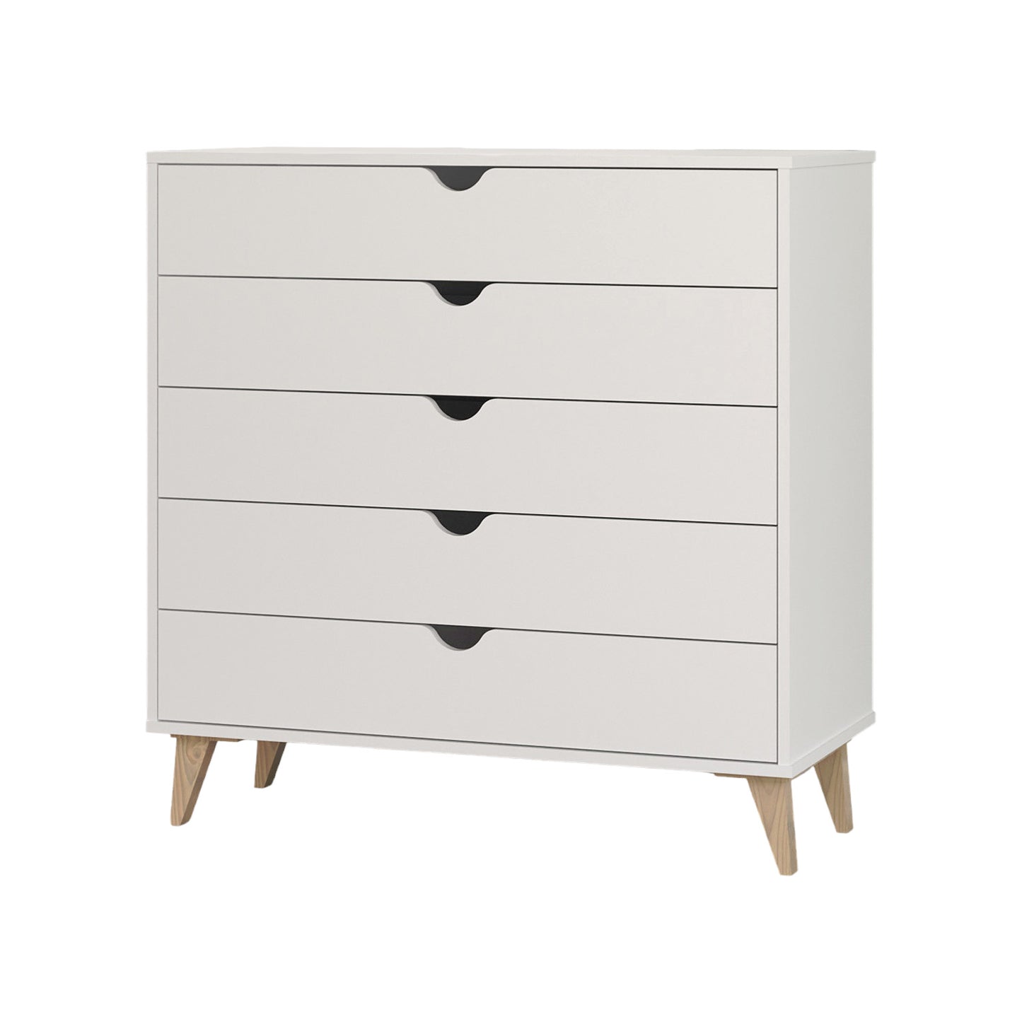 36" White Five Drawer Dresser