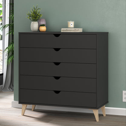 36" Black Five Drawer Dresser