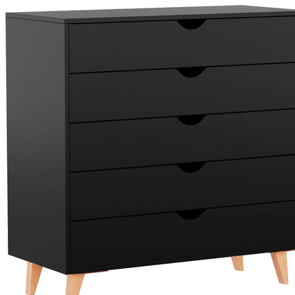 36" Black Five Drawer Dresser