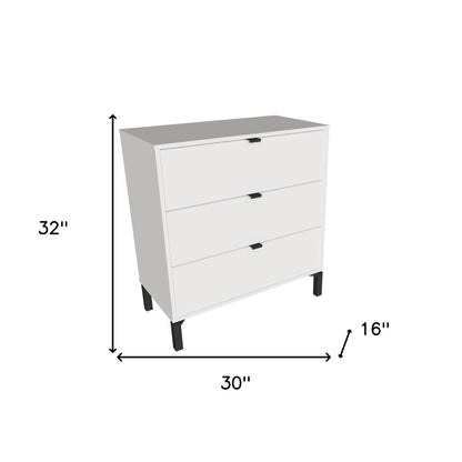 30" White Three Drawer Dresser