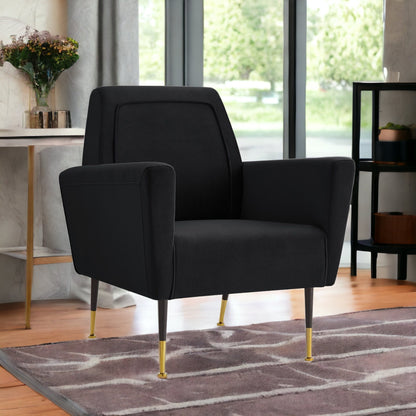 32" Gray And Gold Velvet Arm Chair