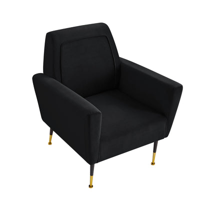 32" Gray And Gold Velvet Arm Chair