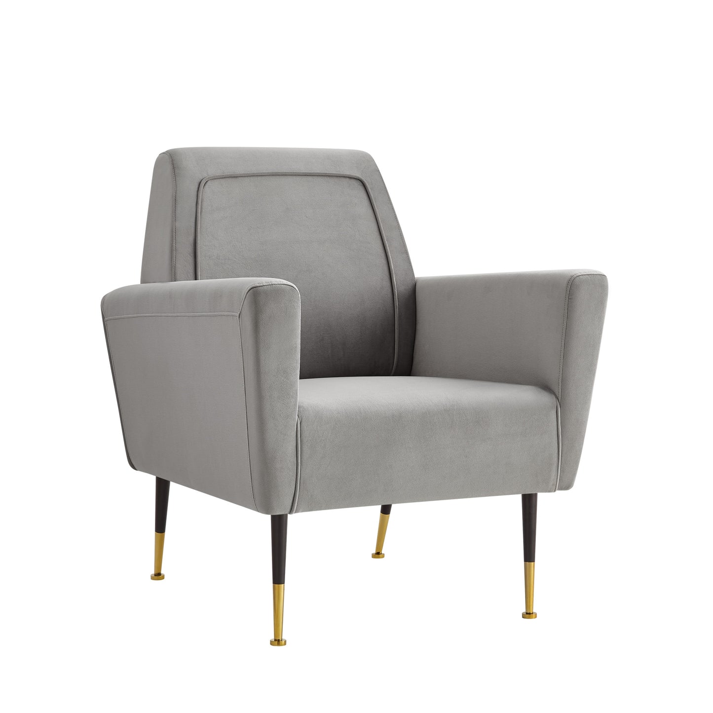 32" Gray And Gold Velvet Arm Chair