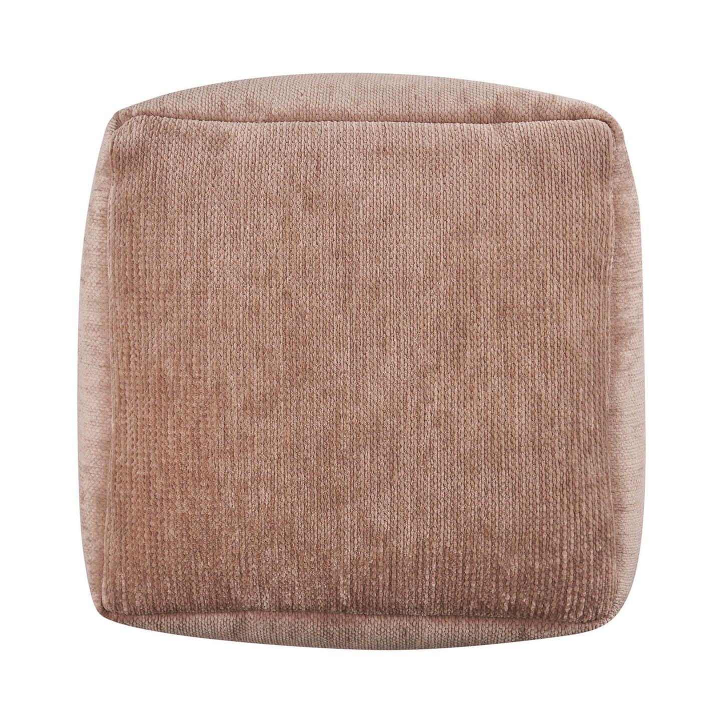 18" Beige Chenille Cube Pouf Ottoman