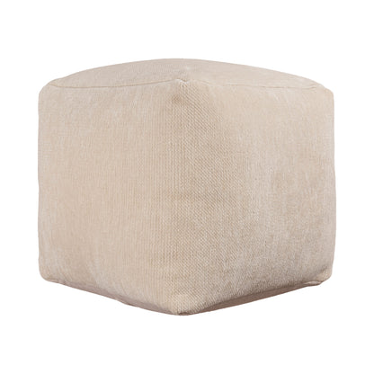 18" Beige Chenille Cube Pouf Ottoman