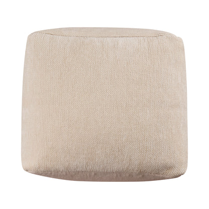 18" Beige Chenille Cube Pouf Ottoman