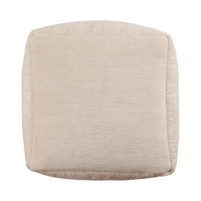 18" Beige Chenille Cube Pouf Ottoman