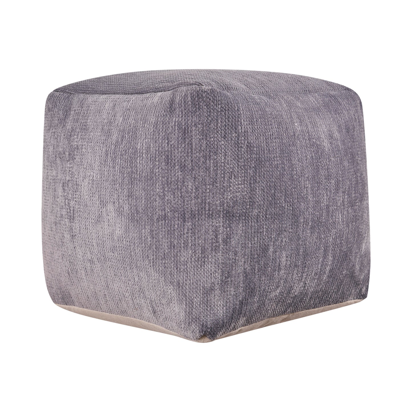 18" Beige Chenille Cube Pouf Ottoman