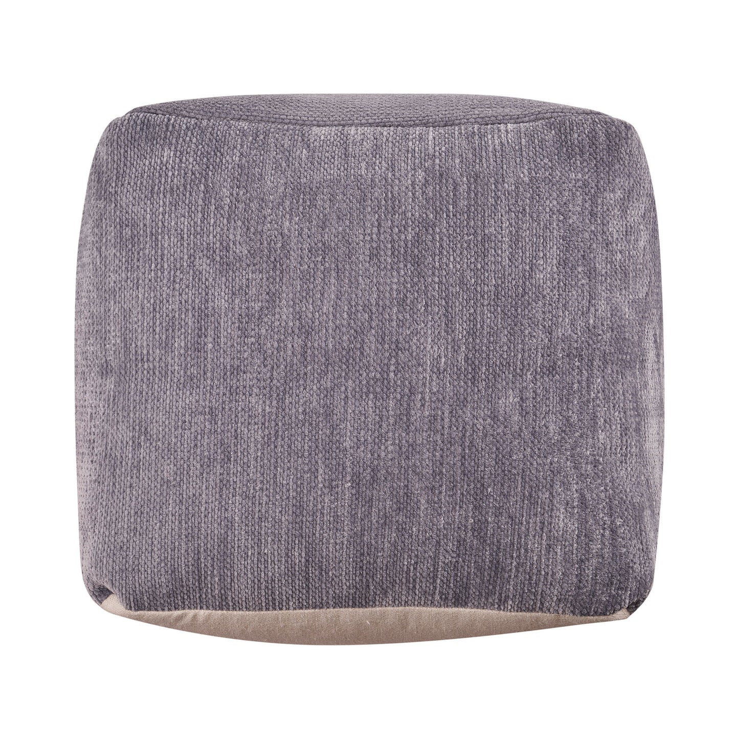 18" Beige Chenille Cube Pouf Ottoman