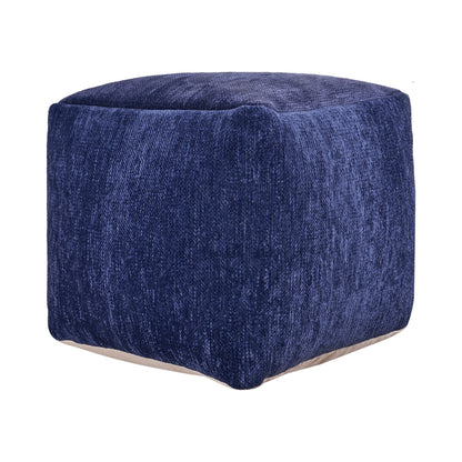 18" Beige Chenille Cube Pouf Ottoman