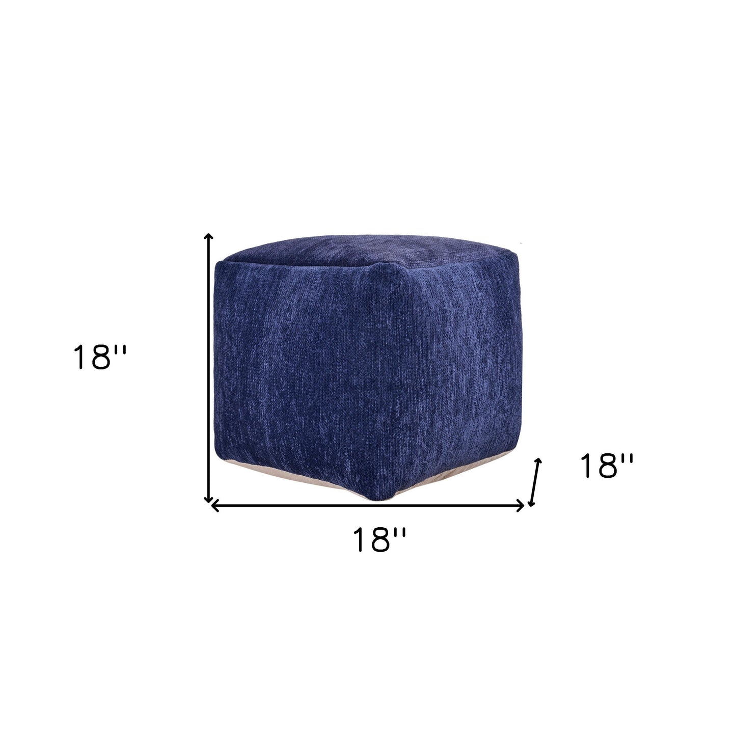 18" Beige Chenille Cube Pouf Ottoman