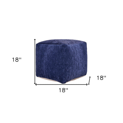 18" Beige Chenille Cube Pouf Ottoman