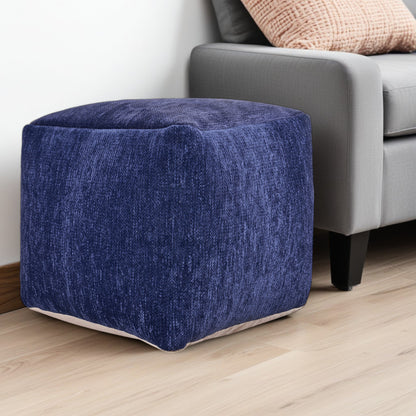 18" Beige Chenille Cube Pouf Ottoman