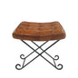 14" Brown Faux leather Footstool Ottoman