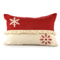 16" X 24" Red Christmas Snowflakes Cotton Abstract Zippered Pillow With Fringe