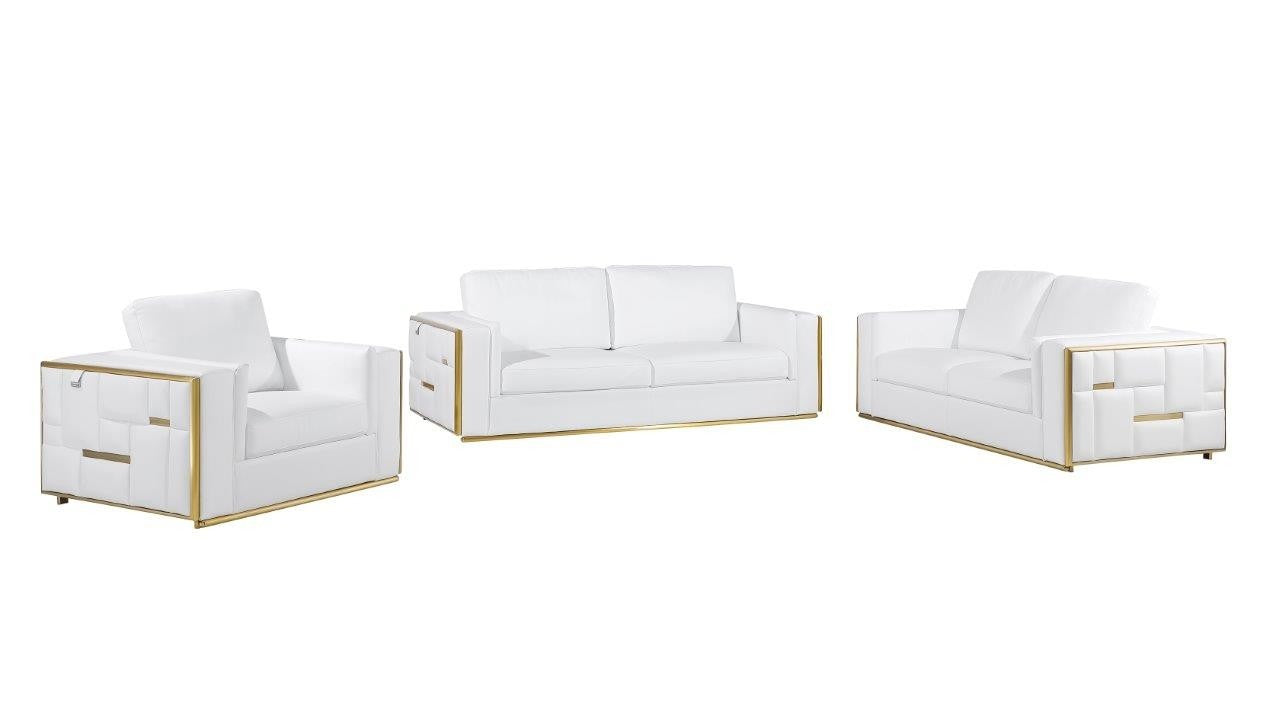 White Top Grain Leather Five Person Seating Set