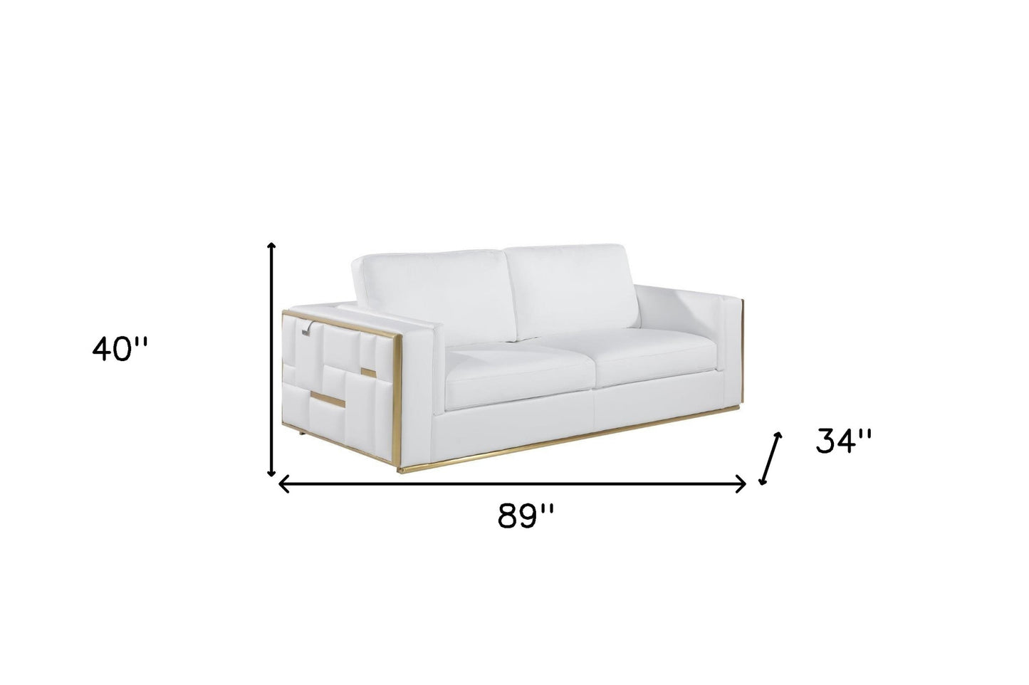 White Top Grain Leather Five Person Seating Set