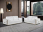 Two Piece White Italian Leather Five Person Seating Set