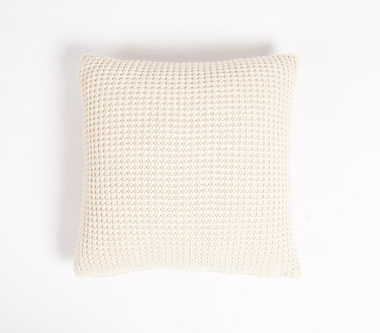 16" X 16" White Check Cotton Pillow Cover