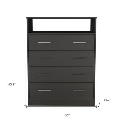 33" Black Four Drawer Dresser