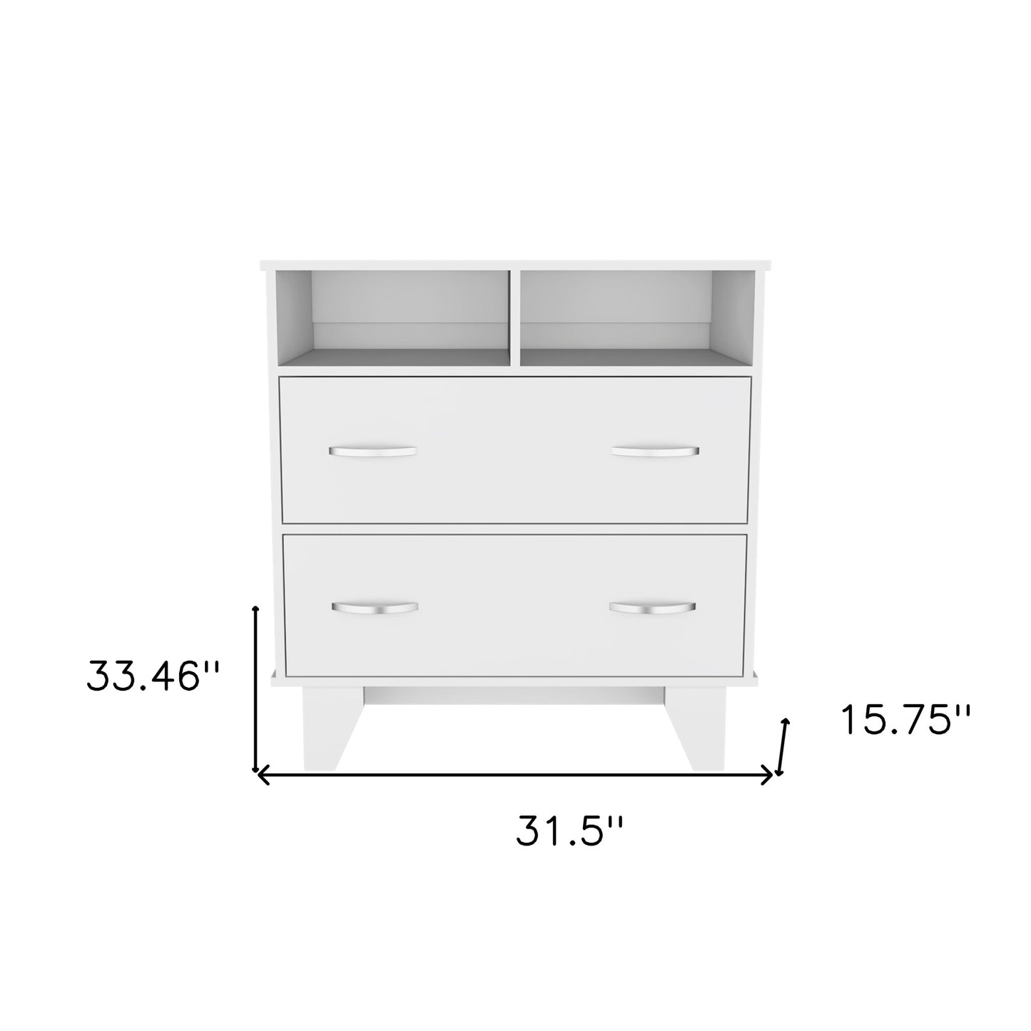 32" White Two Drawer Dresser