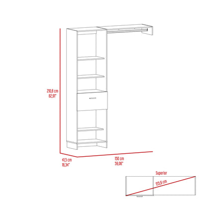 59" White Drawer Combo Dresser