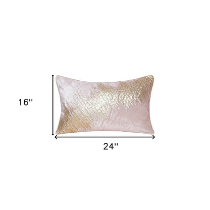 16" X 24" Gold Abstract Polyester Zippered Pillow With Beads