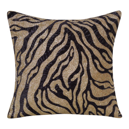 16" X 24" Gold Abstract Polyester Zippered Pillow With Beads