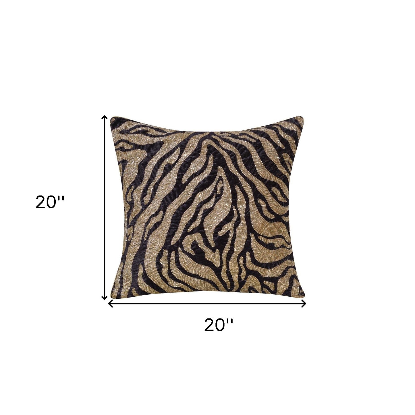 16" X 24" Gold Abstract Polyester Zippered Pillow With Beads