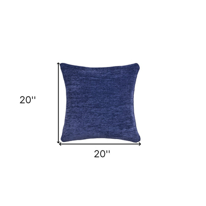 20" X 20" Blue Chenille Zippered Pillow