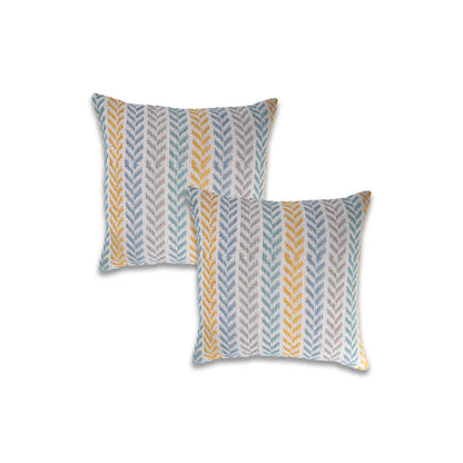 Set of Two 18" X 18" Orange Beach Chevron Cotton Zippered Pillow