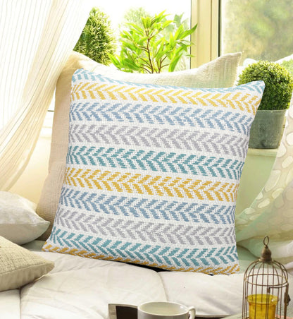 Set of Two 18" X 18" Orange Beach Chevron Cotton Zippered Pillow