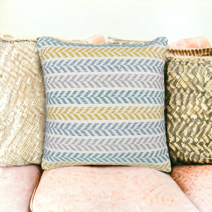 Set of Two 18" X 18" Orange Beach Chevron Cotton Zippered Pillow