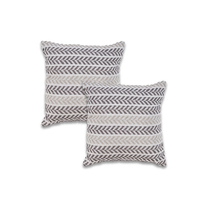 Set of Two 18" X 18" Orange Beach Chevron Cotton Zippered Pillow